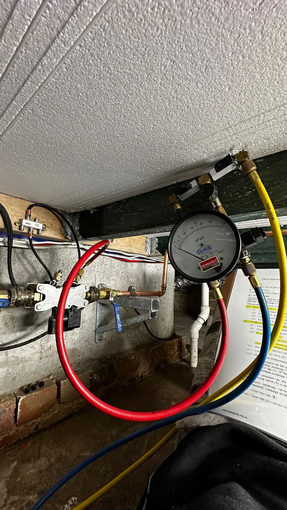 OPS RPZ backflow valve testing with calibrated pressure gauges